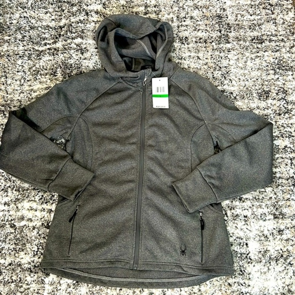 Spyder full zip woman’s hoodie new gray sz L